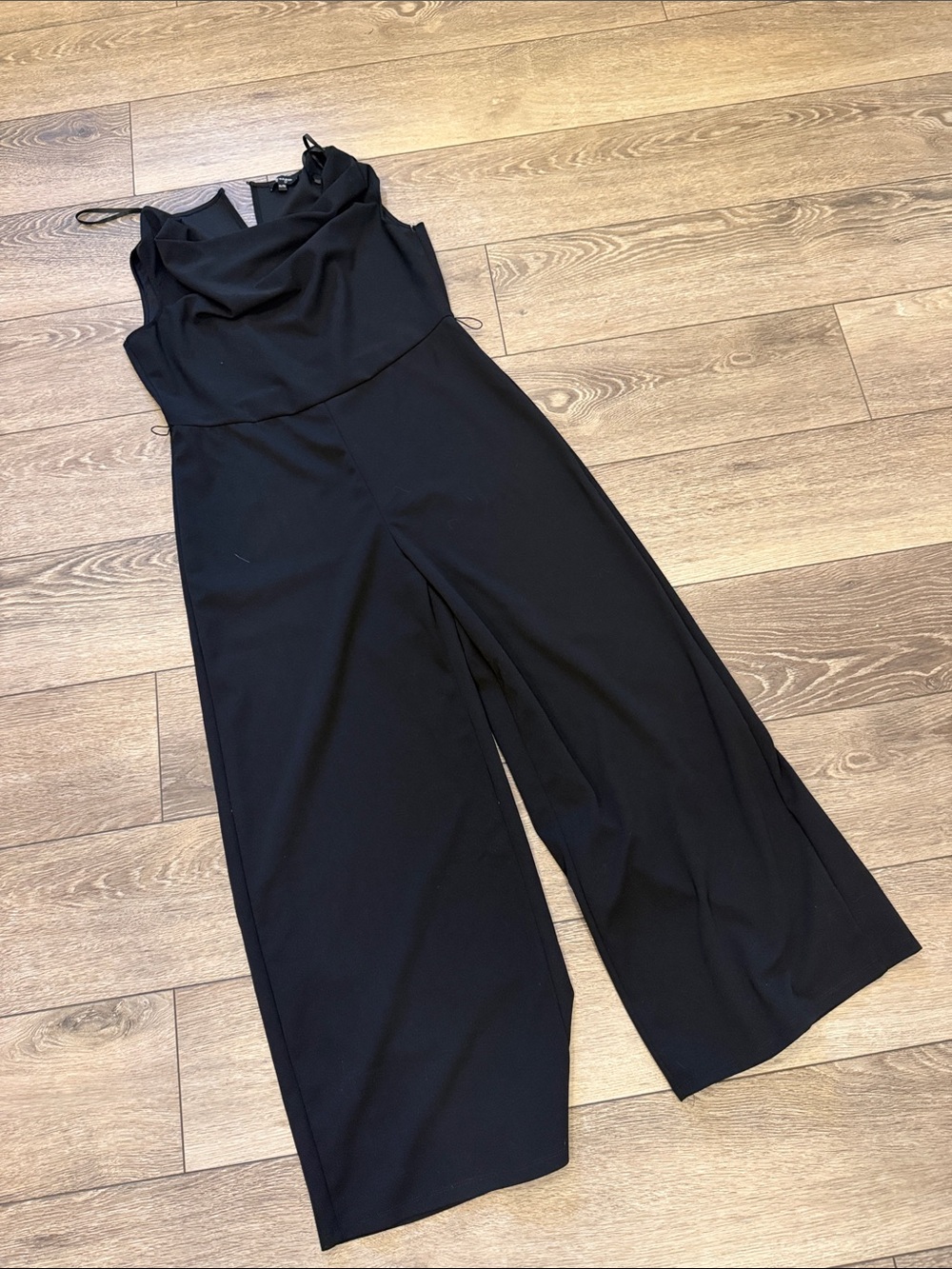 Lily Morgan XL Sleeveless Black Jumpsuit with Draped Neck